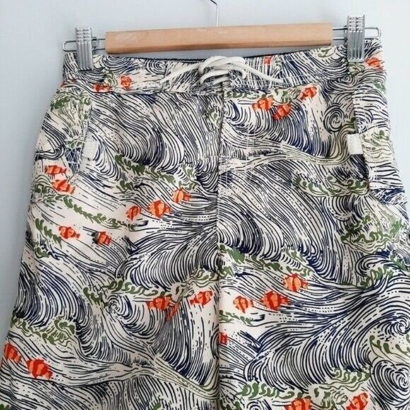 LANDS END Swim Board Shorts Waves & Fish Pattern Kids Sz L - Picture 4 of 11